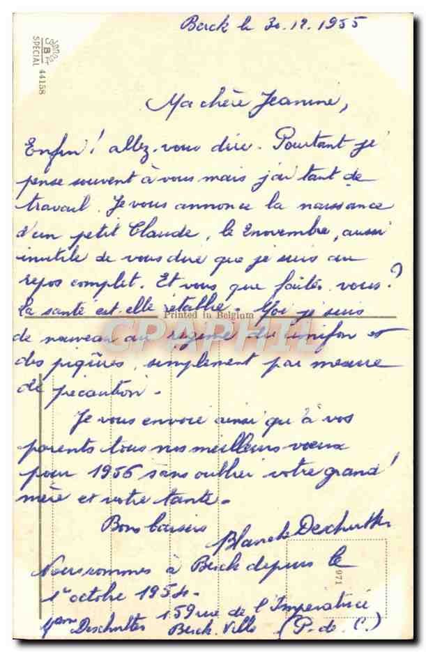 CPA Bonne Annee biche lapin  — Rückseite