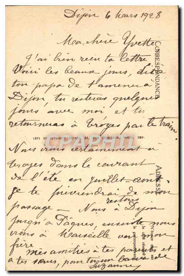 CPA Dijon La Porte Guillaume Automobile — Rückseite