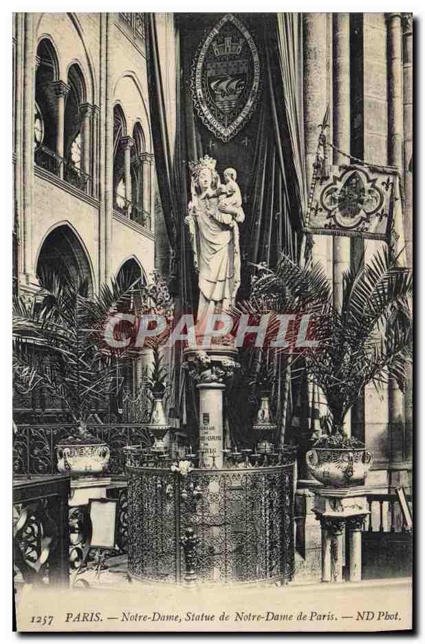 CPA Paris Notre Dame Statue De Notre Dame de Paris 