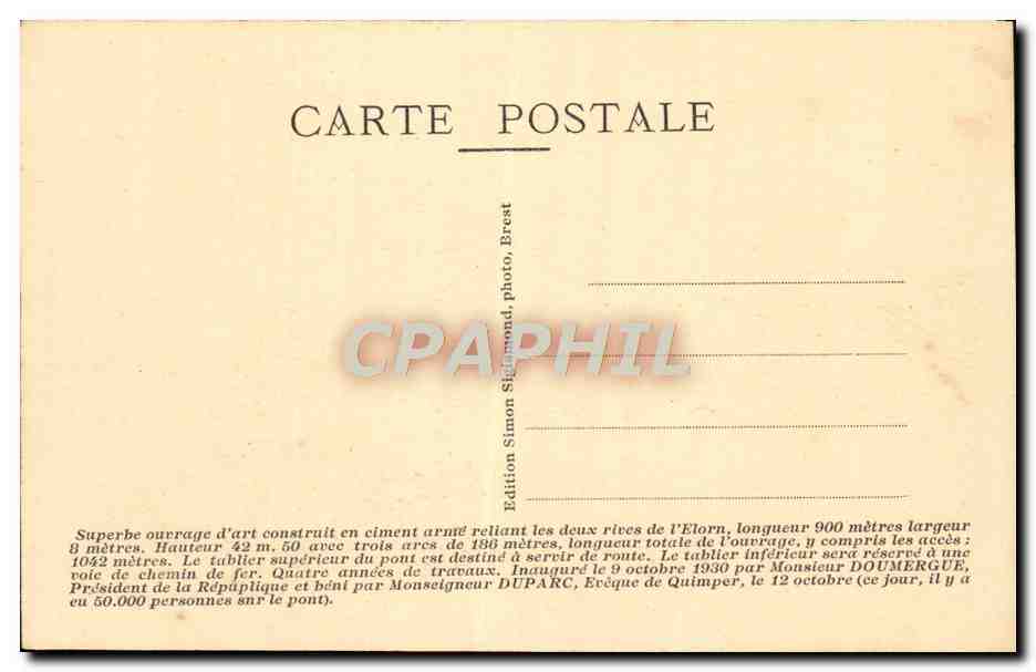 CPA Le Pont De Plougastel — Rückseite