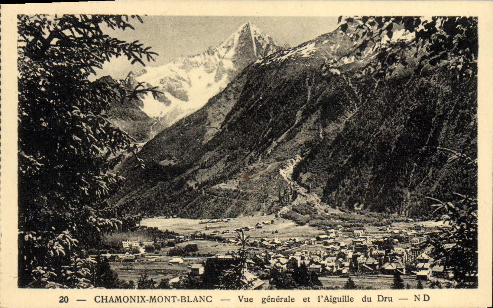 CPA Chamonix Mont Blanc Vue Generale et l'aiguille du Dru