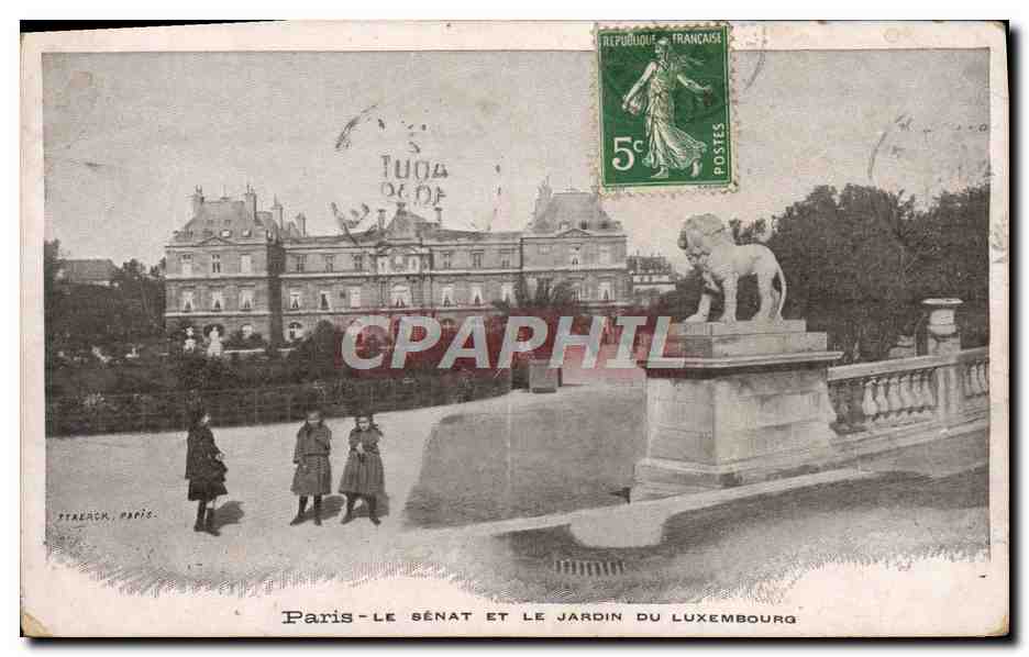 CPA Paris Le Senat Et Le Jardin Du Luxembourg