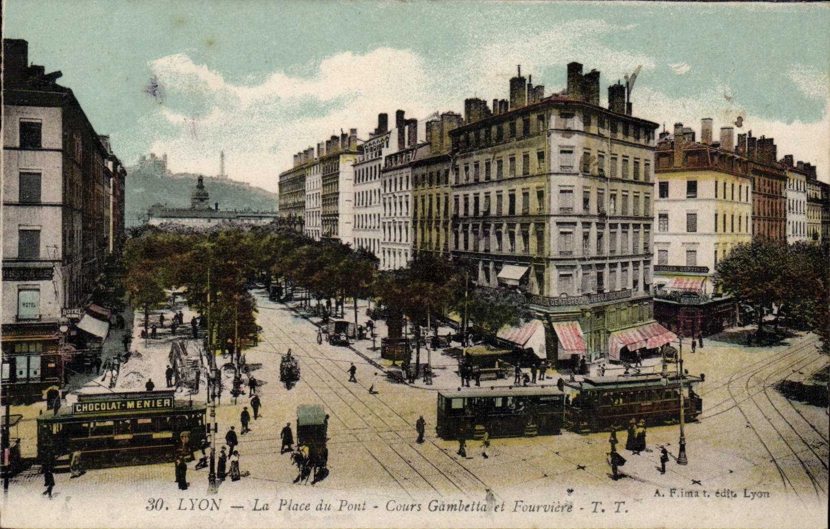 LYON — La Place du Pont - Cours Gambetta et Fourvière — A. Fima t. édite Lyon