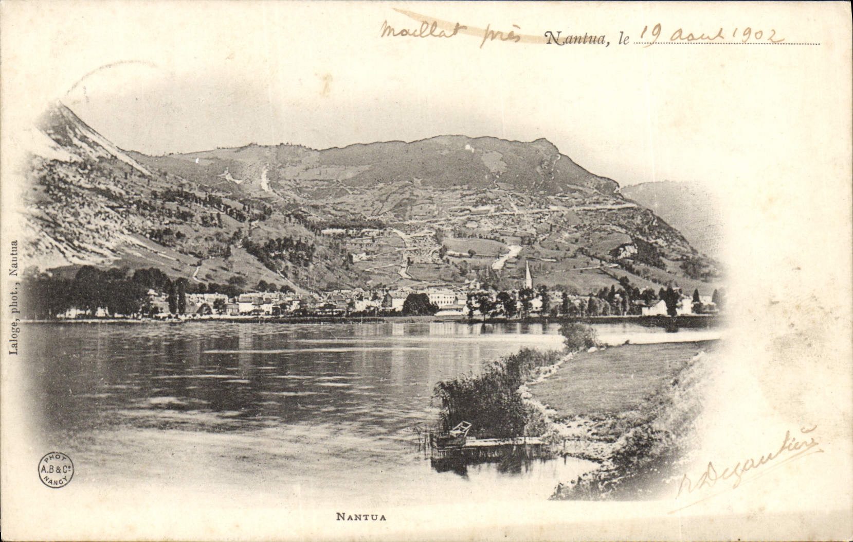 Moullat près Nantua — vue du lac et du village — Lalagé, phot. Nantua, A.B.&C°, NANCY