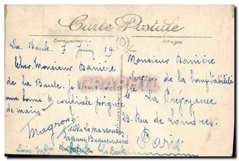 CPA La Baule Les Villas et la Plage — Back