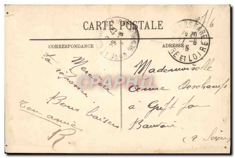 CPA Tours Le Nouvel Hotel de Ville et la Rue Nationale — Verso