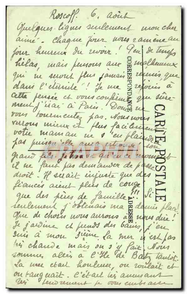 CPA Roscoff le Clocher de L'Eglise Notre Dame de Croaz Baz — Rückseite