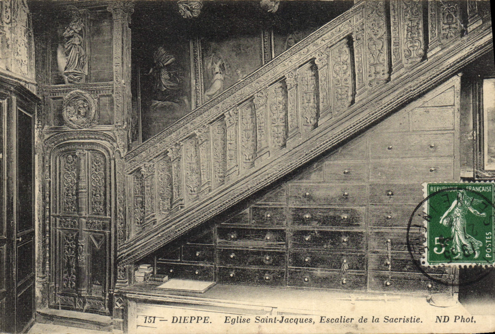 CPA Dieppe Eglise Saint Jacques Escalier de la Sacristie