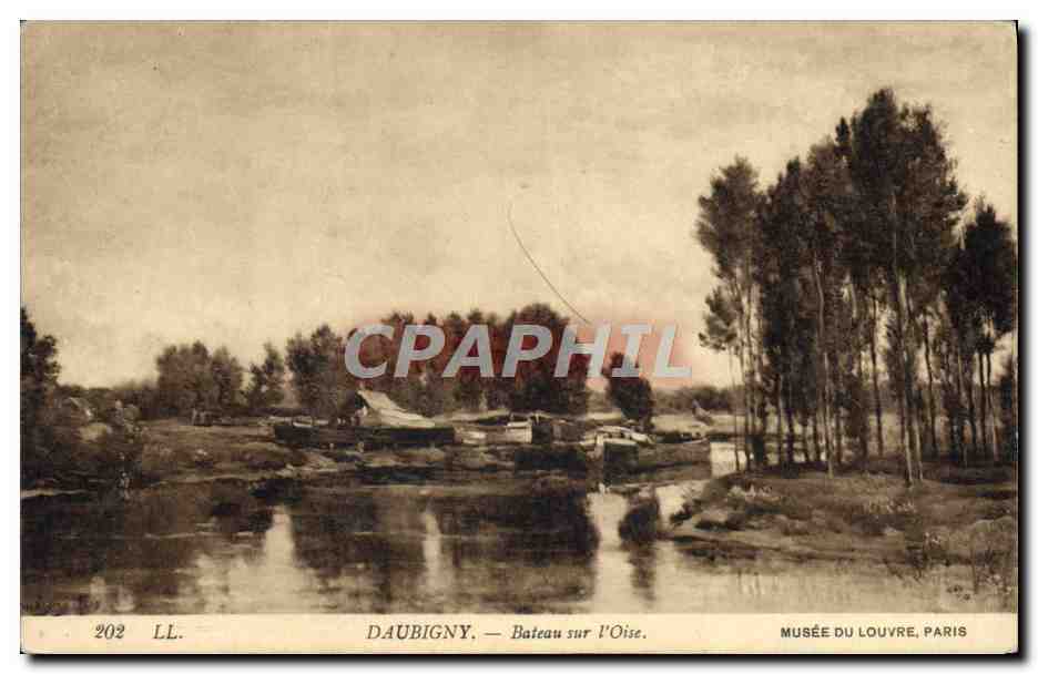 CPA Daubigny Bateau Sur L'Oise Paris musee du Louvre