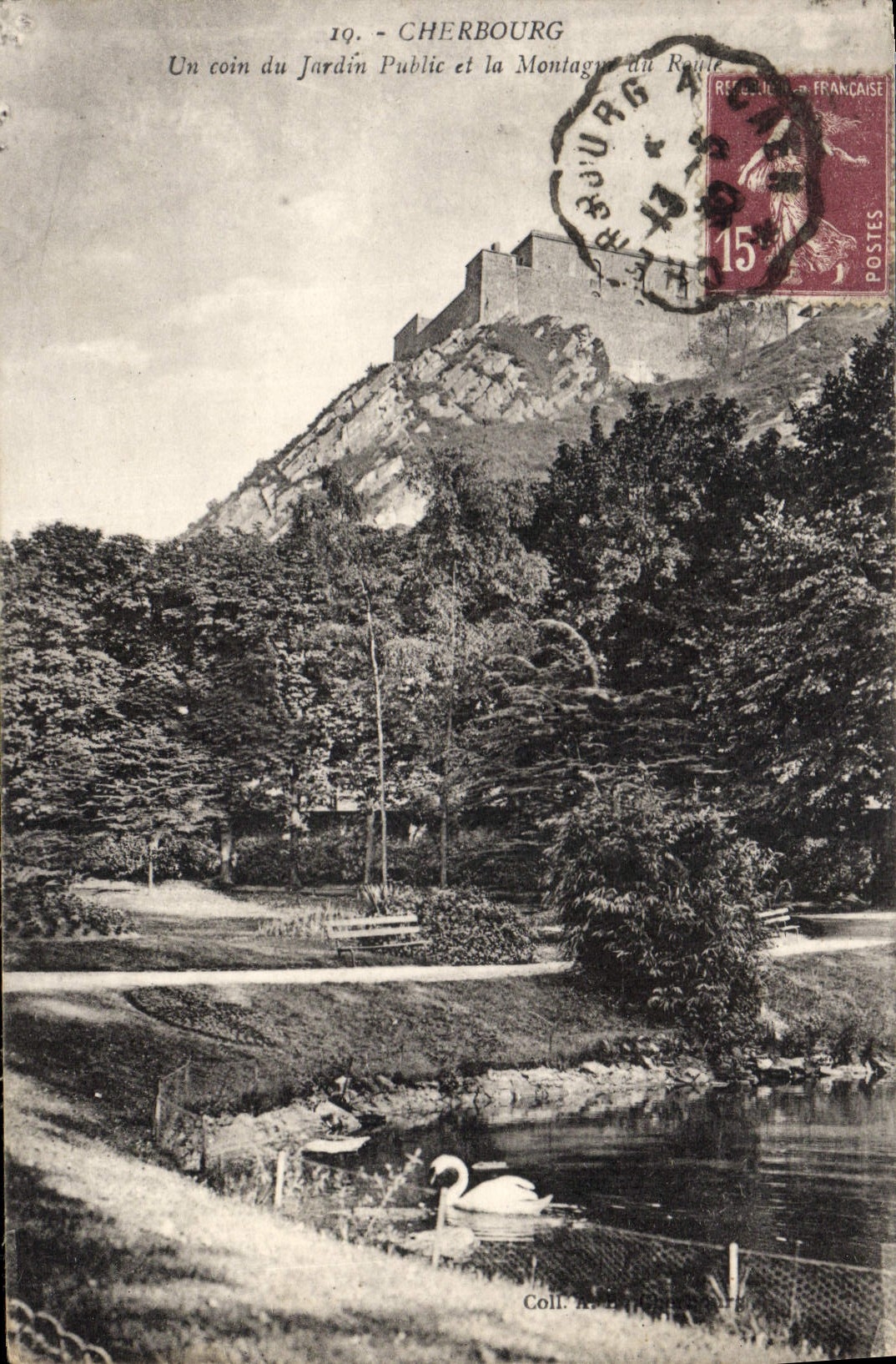 Cherbourg — Un coin du Jardin Public et la Montagne du Roule — Éditeur non identifié, n° 19