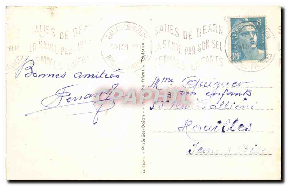 Salies-de-Béarn — Le Parc et les Thermes — Éditions Pyrénées-Océan, n°335 — Verso