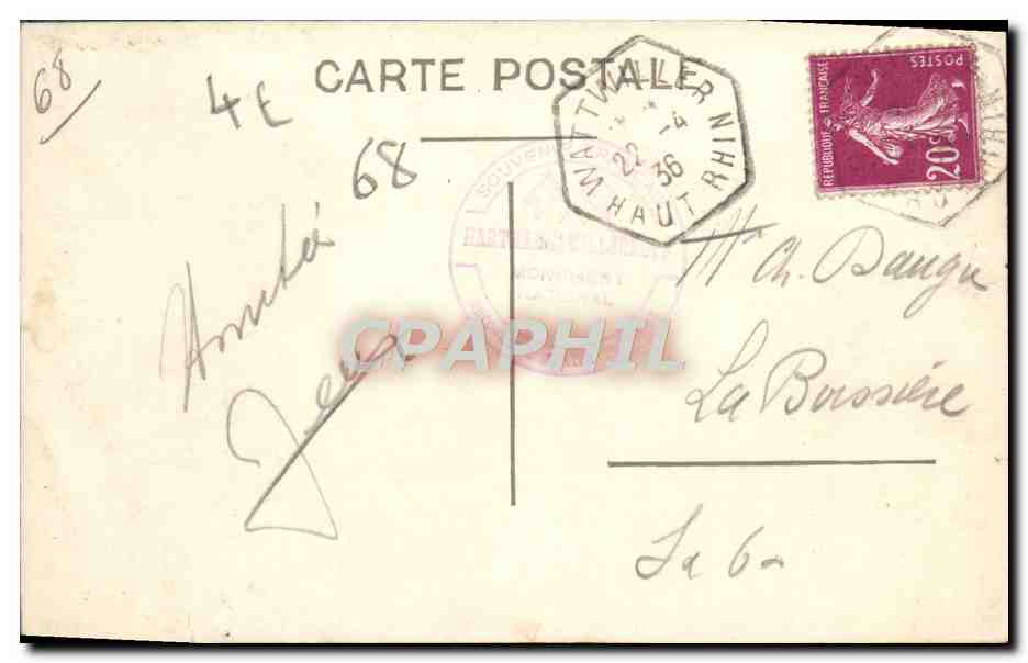 CPA Hartmannswilleckopf Borne Limite du front francais et croix lumineuse  — Rückseite
