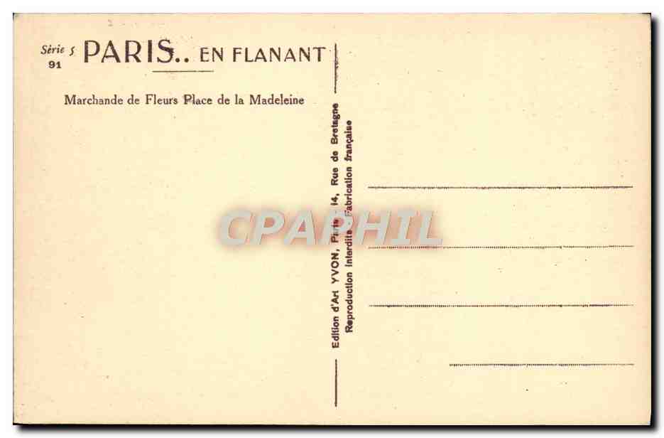 CPA Paris En Flanant Marchande de Fleurs — Rückseite