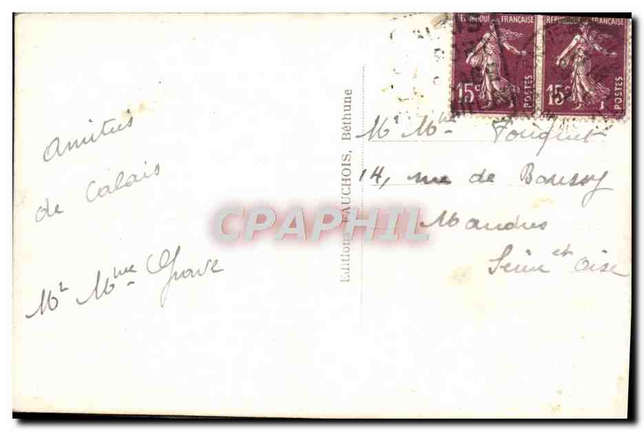 CPA Calais Le Port Entree de la Molle Bateau — Rückseite