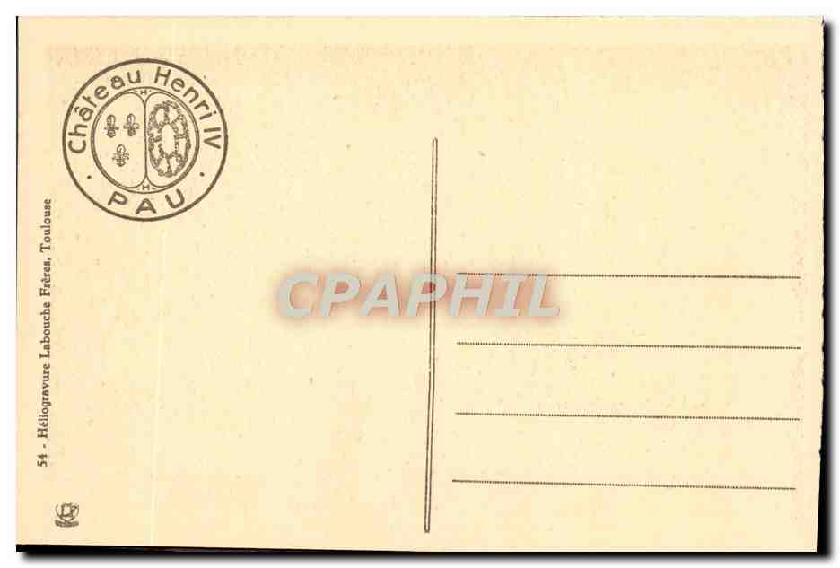 CPA Pau Chateu Henri IV Salle Des Officiers de service  — Verso