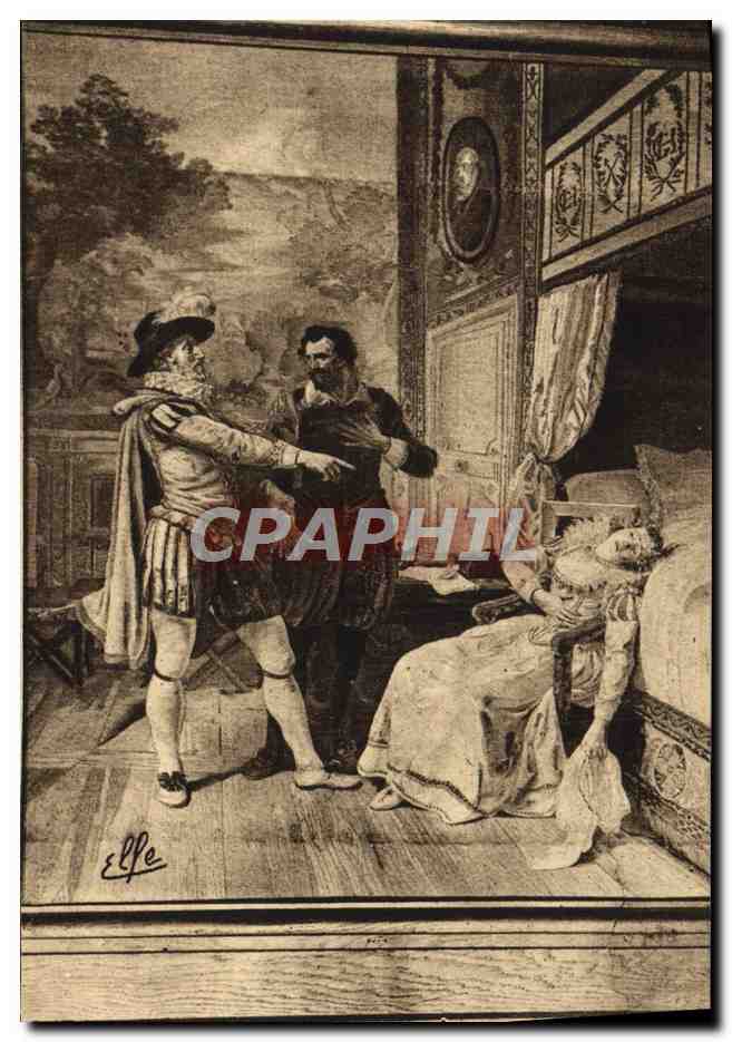 Évanouissement de Gabrielle d'Estrée — Tapisserie du Château Henri IV — Éditeur : Héliogravure Labouche Frères, Pau