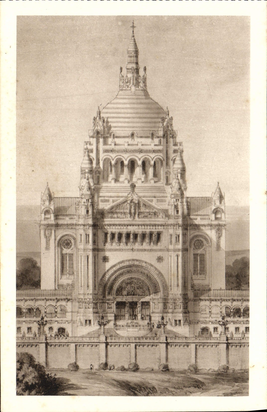 CPA La Basilique De Lisieux le projet Facade et dome