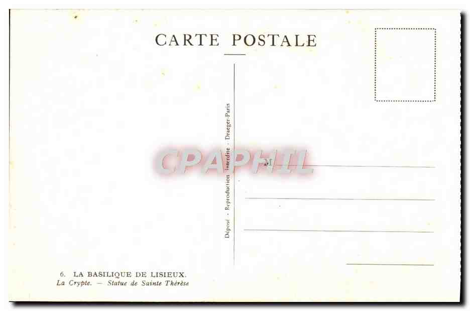 La Crypte - Basilique de Lisieux — Statue de Sainte Thérèse — Dépôté - Dreeger-Paris — Rückseite