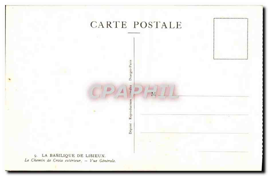 La Basilique de Lisieux — Le Chemin de Croix extérieur — Vue Générale — Déposé - Reproduction - Draeger-Paris — Rückseite