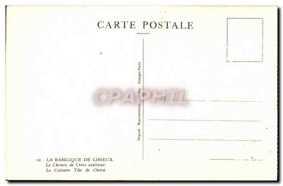 CPA La Basilique De Lisieux Le chemin de Croix exterieur Le calvaire Tete de Christ — Verso
