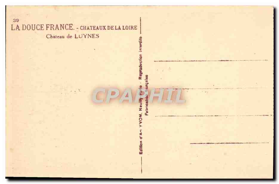 CPA Chateaux De La Loire Chateau De Luynes — Rückseite