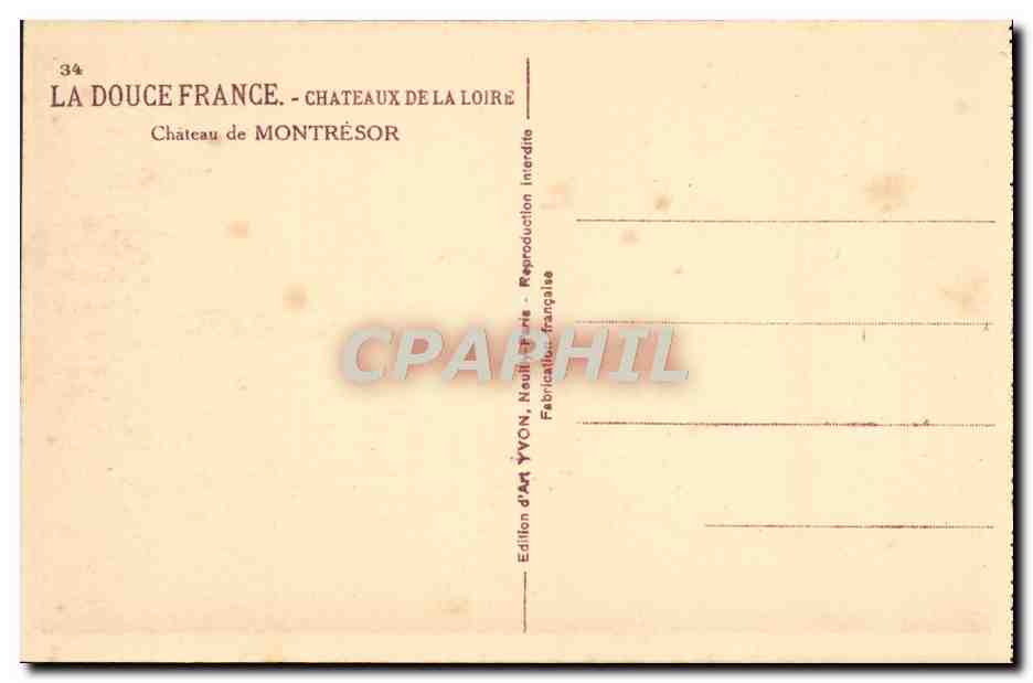 CPA Chateaux De La Loire Chateau De Montresor — Rückseite