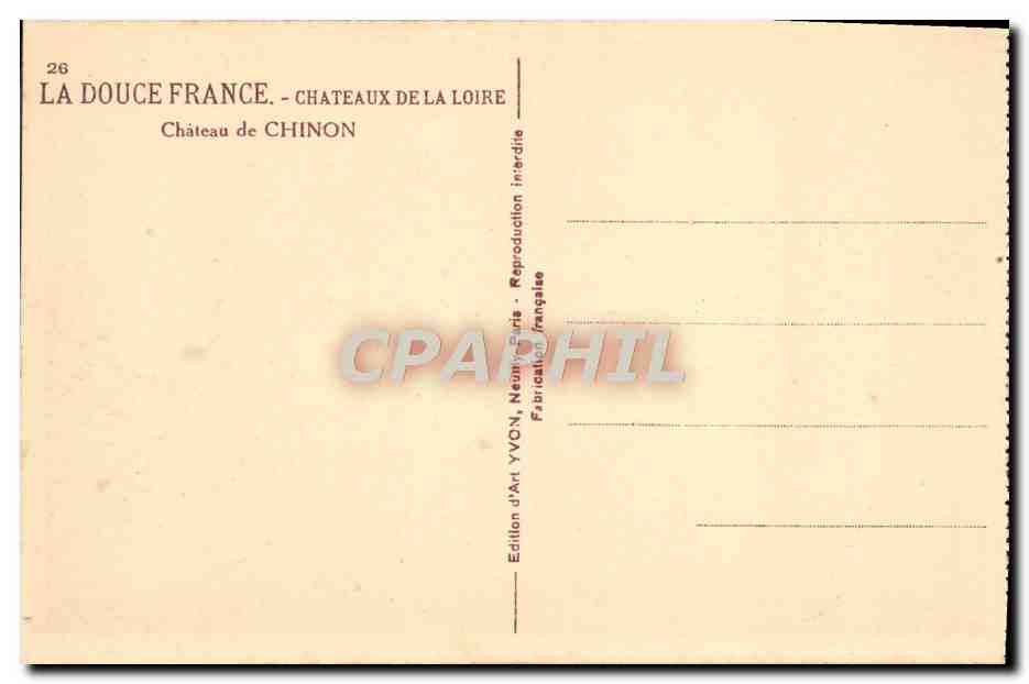 CPA Chateaux De La Loire Chateau De Chinon — Rückseite