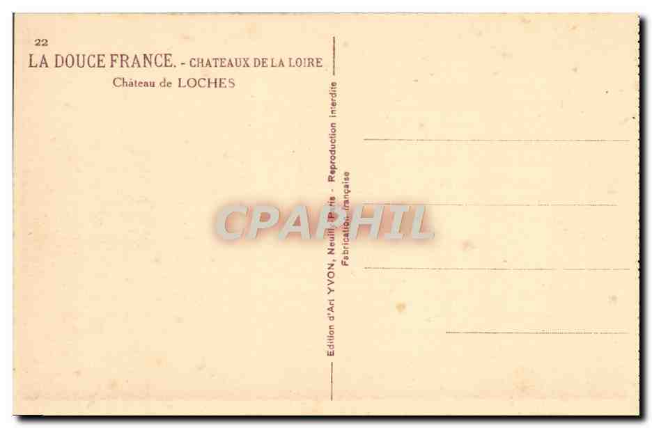 CPA Chateaux De La Loire Chateau De Loches — Verso