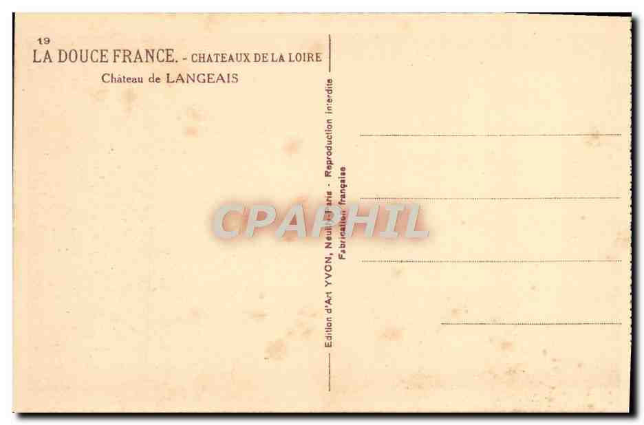 CPA Chateau De Langeais — Rückseite