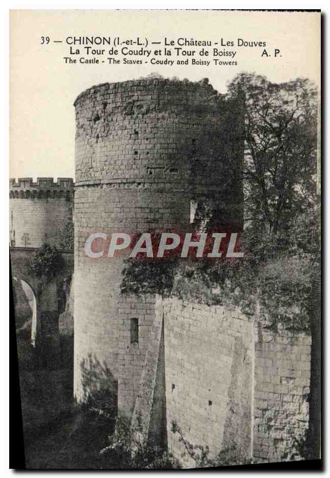 CPA Chinon Le Chateau Les Douves La Tour de Coudry et la Tour de Boissy