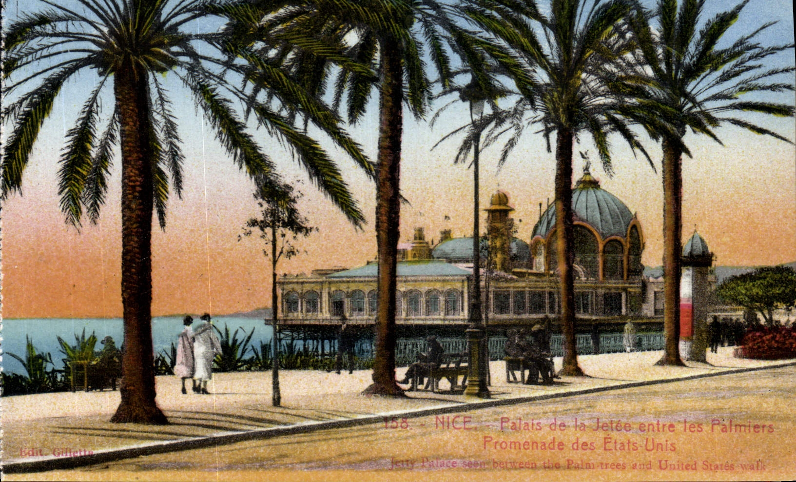 CPA Nice Palais de la jetee entre les palmiers