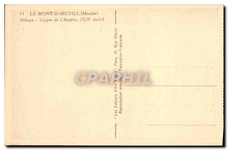 CPA Le Mont St Michel Pres Sales Abbaye Crypte de l'Aquilon — Verso