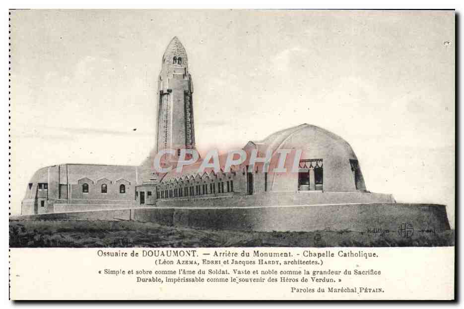 Ossuaire de Douaumont — Arrière du Monument — Chapelle Catholique — Léon Azéma, Edrei et Jacques Hardy, architectes