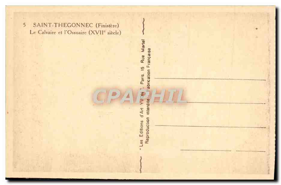 CPA Saint Thegonnec Le calvaire et l'ossuaire — Rückseite
