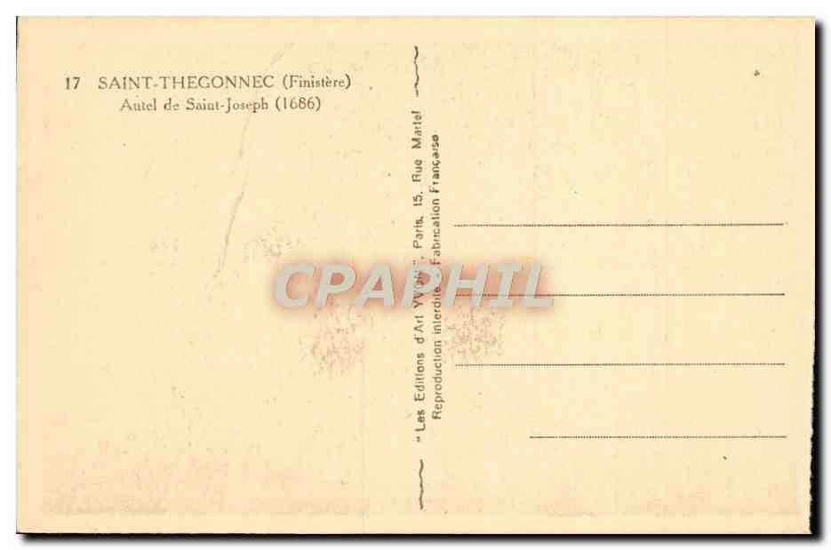 CPA Saint Thegonnec Autel De Saint Joseph — Rückseite