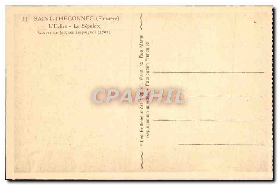 CPA Saint Thegonnec L'Eglise Le Sepulcre — Verso
