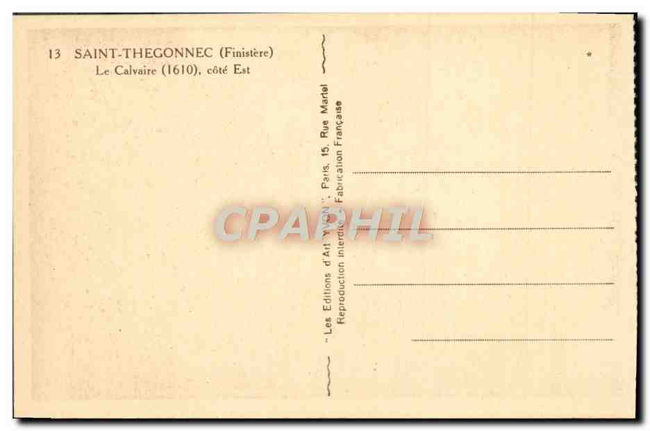 CPA Saint Thegonnec Le Calvaire — Rückseite