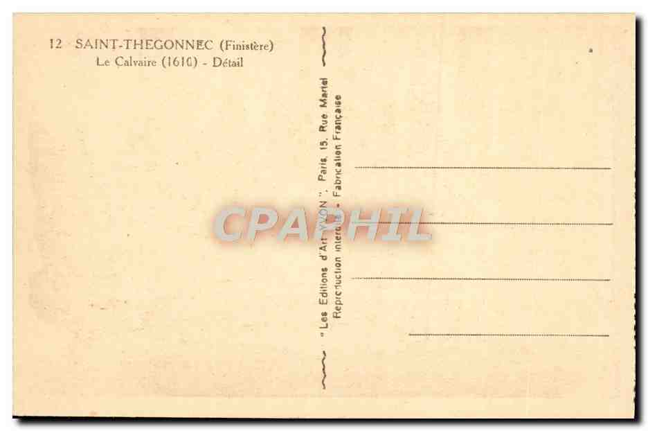 CPA Saint Thegonnec Le Calvaire — Rückseite