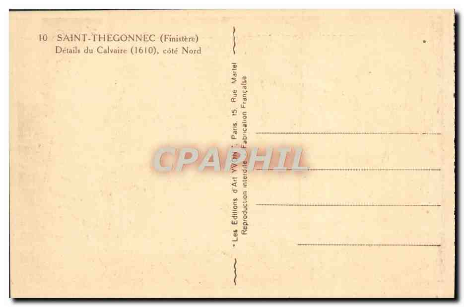 CPA Saint Thegonnec Le Calvaire — Rückseite
