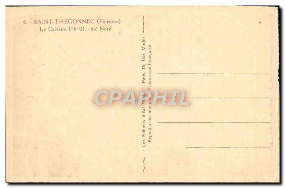 CPA Saint Thegonnec Le Calvaire — Rückseite
