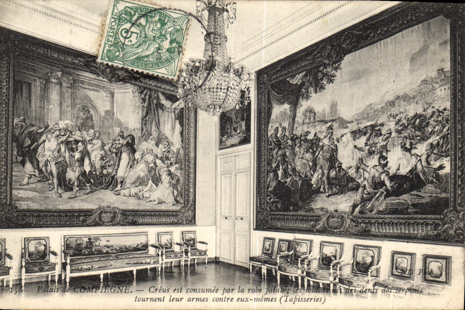 Palais de COMPIEGNE — Créus est consumée par la robe fatale ; les soldats mènent des dents des serpents (Tapisseries)