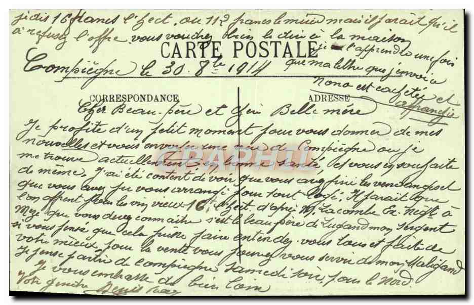 CPA Compiegne Le Chateau — Verso