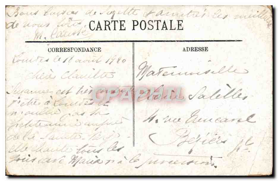 CPA Lourdes Vue Vers Le Chateau — Verso