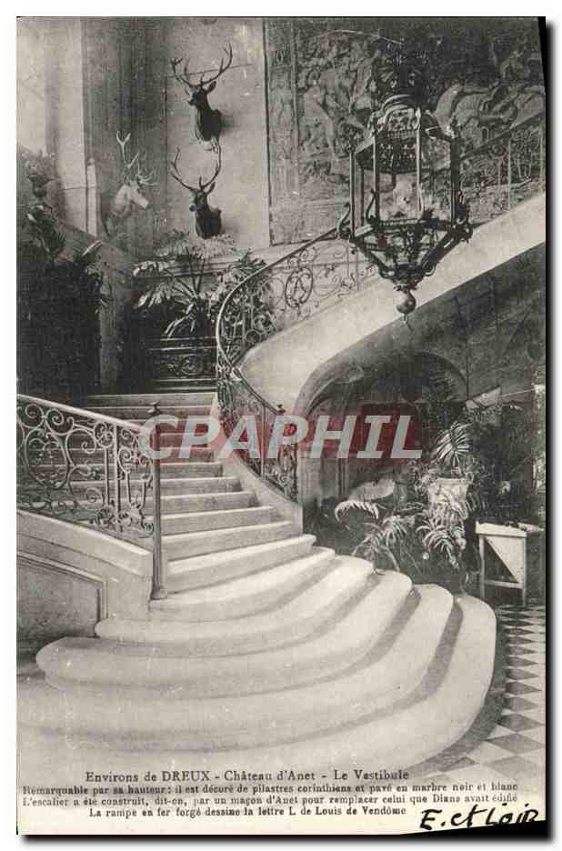 CPA Dreux Chateau D'Anet le vestibule