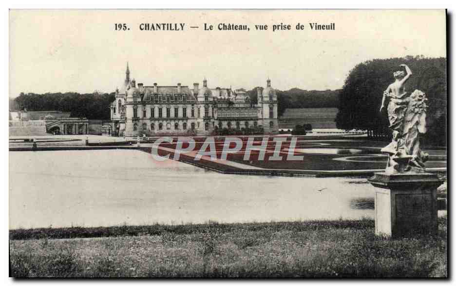 Chantilly — Le Château, vue prise de Vineuil — Héliotypie A. Bourdier, Versailles