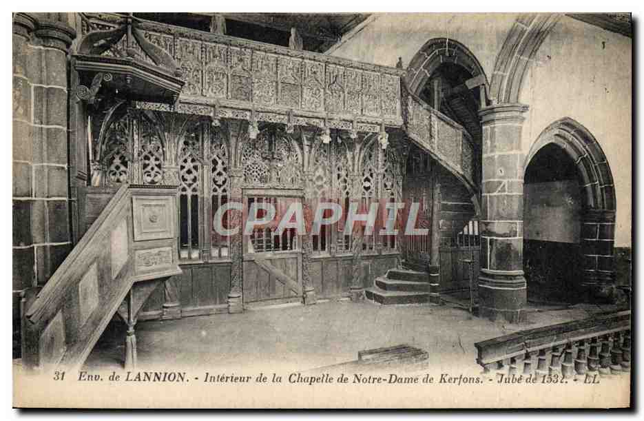 Intérieur de la Chapelle de Notre-Dame de Kerfons — Jubé de 1532 — Env. de LANNION — Éditeur EL