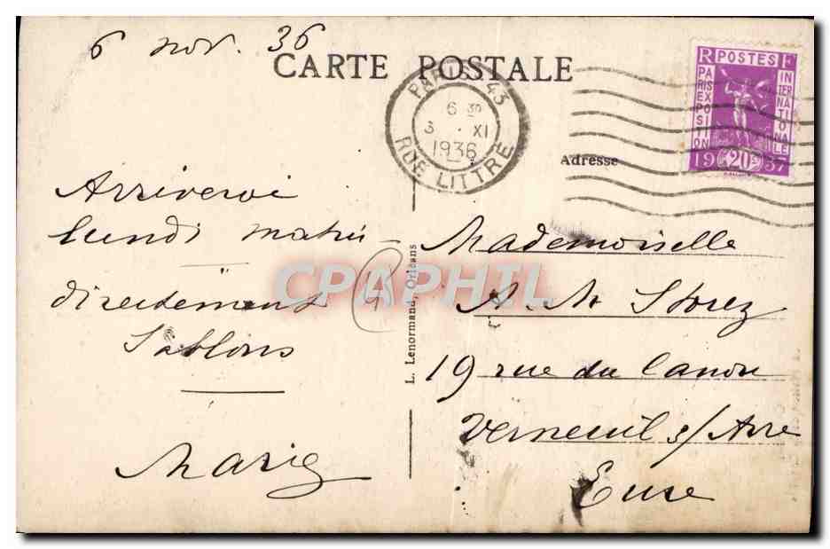 CPA Orleans La Maison de la Coquille — Verso