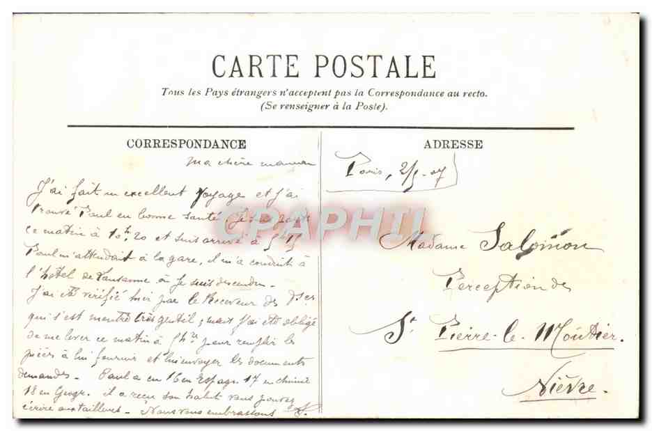 CPA Versailles Le Parc Le Char D'Apollon — Verso