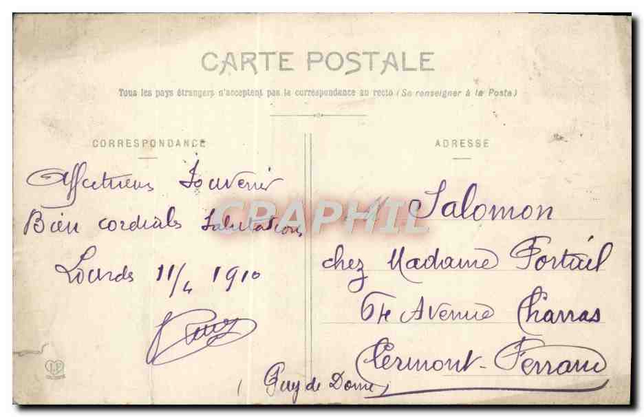 CPA Lourdes Vue Generale — Verso