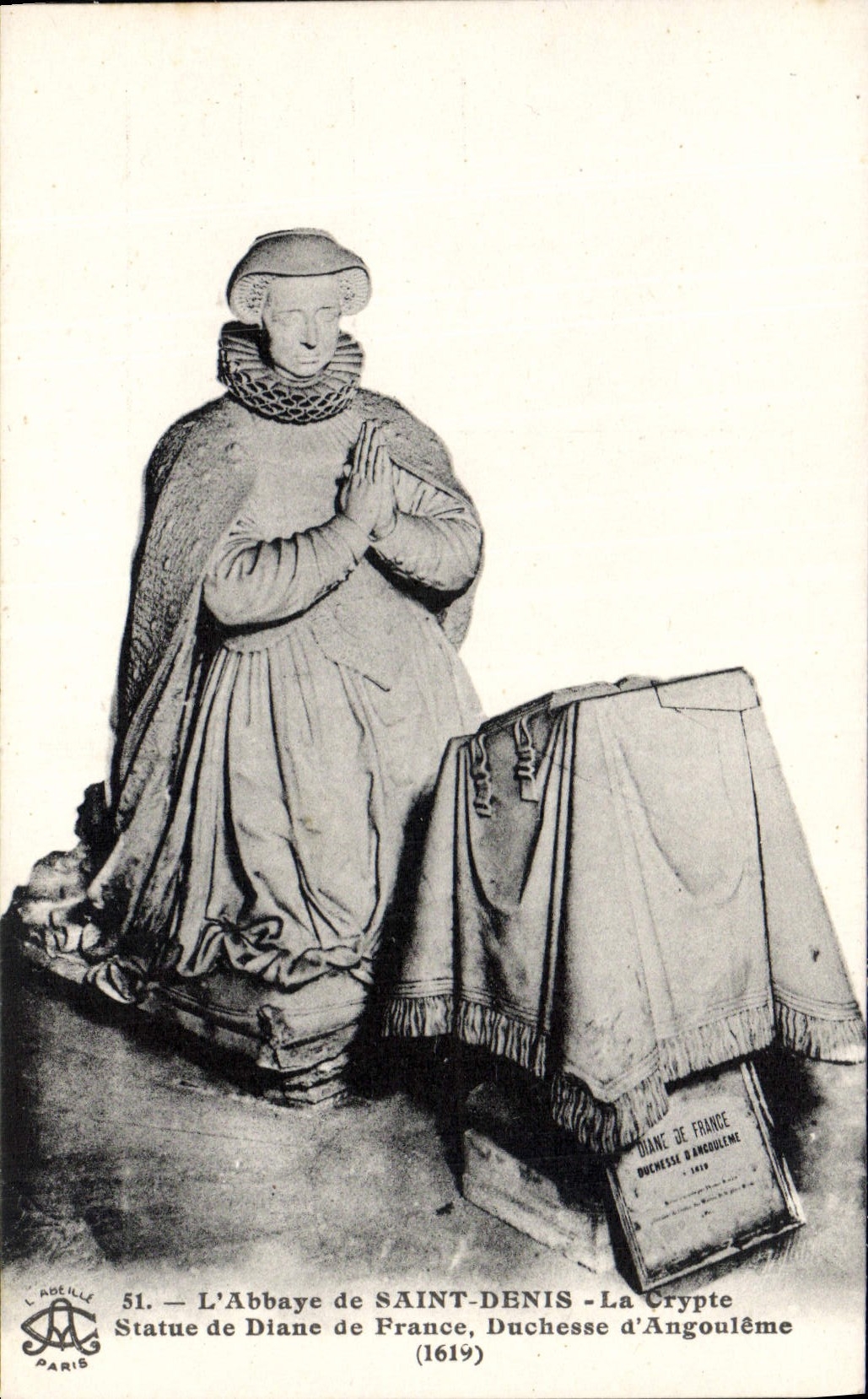 Statue de Diane de France, Duchesse d'Angoulême — L'Abbaye de Saint-Denis - La Crypte (1619) — L'Arcille, Paris, n°51